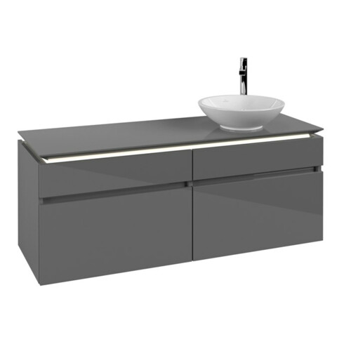 V&B Waschtischunterschrank Legato 140x55x50cm, WT R, m LED, glo Gr