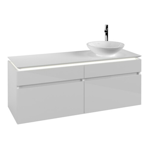 V&B Waschtischunterschrank Legato 140x55x50cm, WT R, m LED, glo wh.