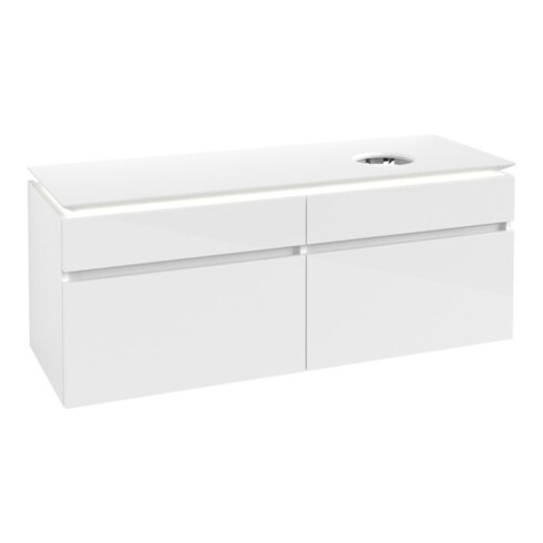 V&B Waschtischunterschrank Legato 140x55x50cm, WT R, m LED, glo wh.