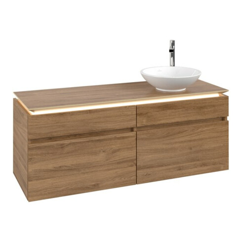 V&B Waschtischunterschrank Legato 140x55x50cm, WT R, m LED, Kan Oa