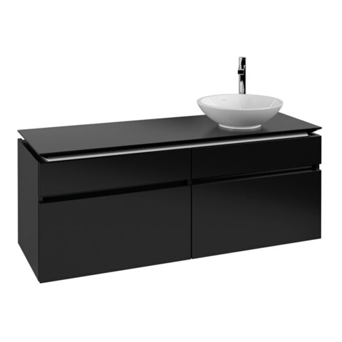 V&B Waschtischunterschrank Legato 140x55x50cm, WT re, Black Matt Lacquer