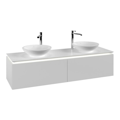 V&B Waschtischunterschrank Legato 160x38x50cm, f 2 WT, LED, wh. ma
