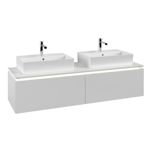 V&B Waschtischunterschrank Legato 160x38x50cm, f 2 WT, m LED, wh. ma