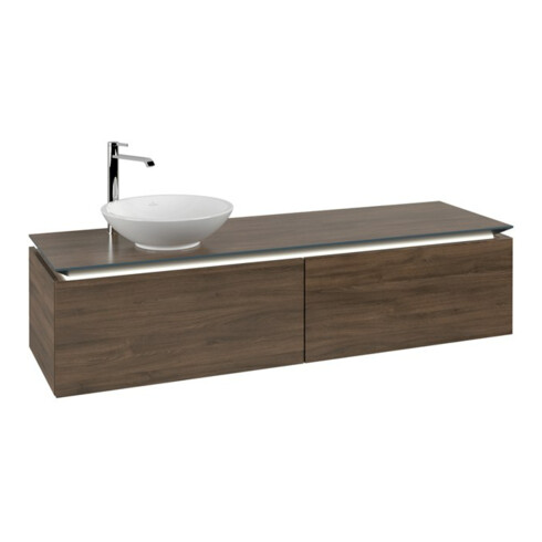 V&B Waschtischunterschrank Legato 160x38x50cm, WT li, m LED, Ariz. Oa