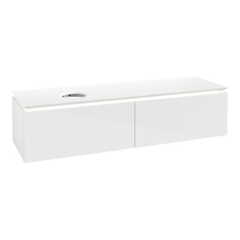 V&B Waschtischunterschrank Legato 160x38x50cm, WT li, m LED, glo wh.