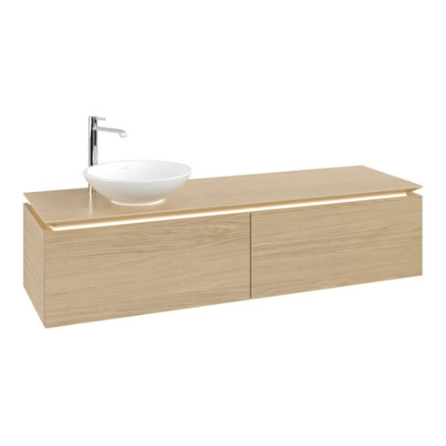 V&B Waschtischunterschrank Legato 160x38x50cm, WT li, m LED, Nord Oa