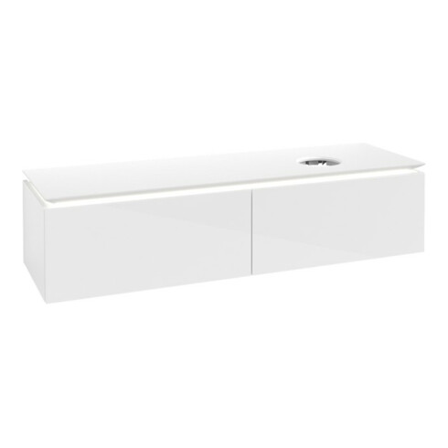 V&B Waschtischunterschrank Legato 160x38x50cm, WT R, m LED, glo wh.