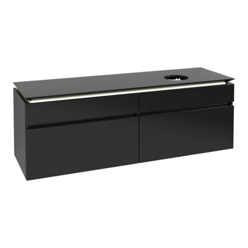 V&B Waschtischunterschrank Legato 160x50x50cm, WT R, m LED, bl ma Lac