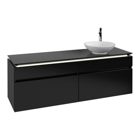 V&B Waschtischunterschrank Legato 160x50x50cm, WT R, m LED, bl ma Lac