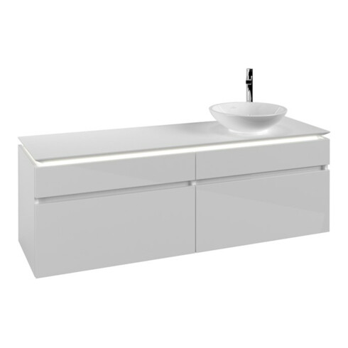V&B Waschtischunterschrank Legato 160x50x50cm, WT R, m LED, glo wh.