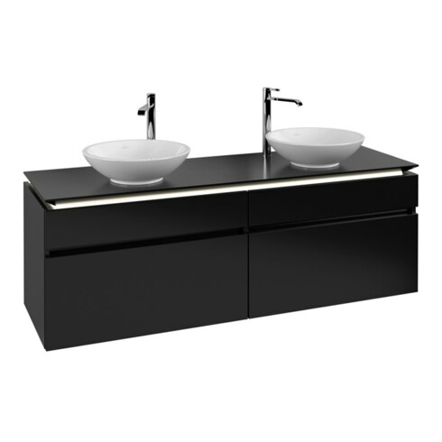 V&B Waschtischunterschrank Legato 160x55x50cm, f 2 WT, m LED, bl ma Lac