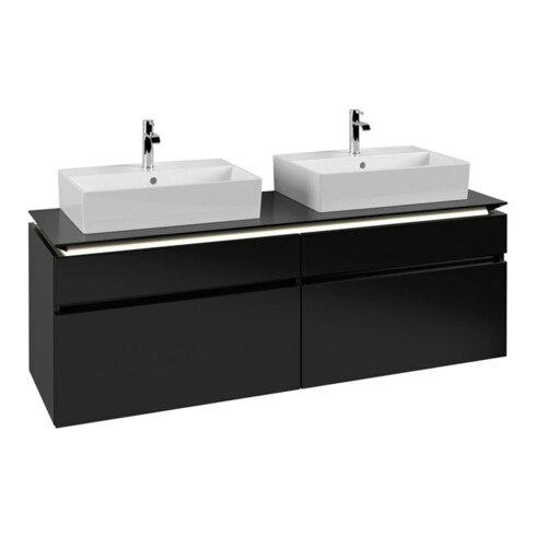 V&B Waschtischunterschrank Legato 160x55x50cm, f 2 WT, m LED, bl ma Lac