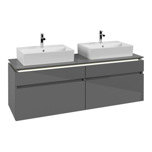 V&B Waschtischunterschrank Legato 160x55x50cm, f 2 WT, m LED, glo Gr