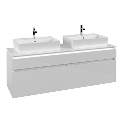 V&B Waschtischunterschrank Legato 160x55x50cm, f 2 WT, m LED, glo wh.
