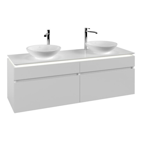 V&B Waschtischunterschrank Legato 160x55x50cm, f 2 WT, m LED, wh. ma