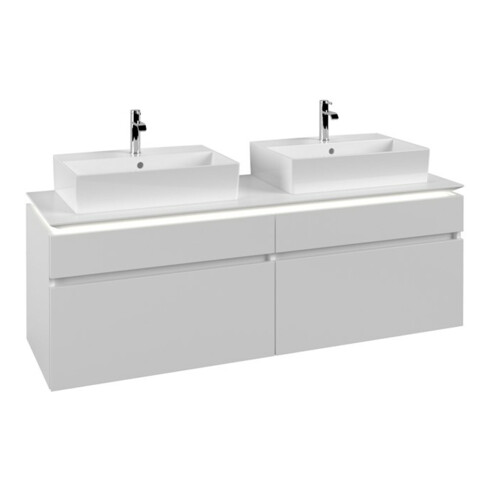 V&B Waschtischunterschrank Legato 160x55x50cm, f 2 WT, m LED, wh. ma