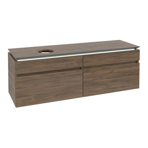 V&B Waschtischunterschrank Legato 160x55x50cm, WT li, m LED, Ariz. Oa