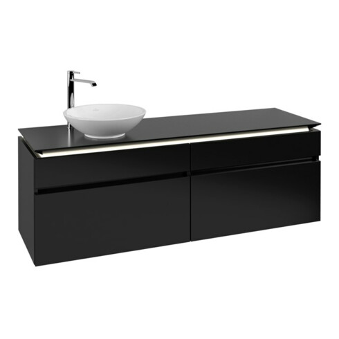 V&B Waschtischunterschrank Legato 160x55x50cm, WT li, m LED, bl ma Lac