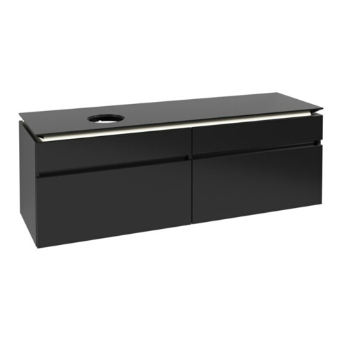 V&B Waschtischunterschrank Legato 160x55x50cm, WT li, m LED, bl ma Lac
