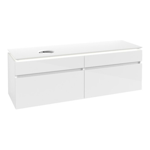 V&B Waschtischunterschrank Legato 160x55x50cm, WT li, m LED, glo wh.
