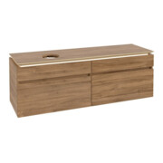 V&B Waschtischunterschrank Legato 160x55x50cm, WT li, m LED, Kan Oa