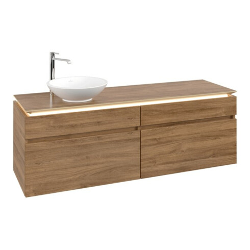 V&B Waschtischunterschrank Legato 160x55x50cm, WT li, m LED, Kan Oa