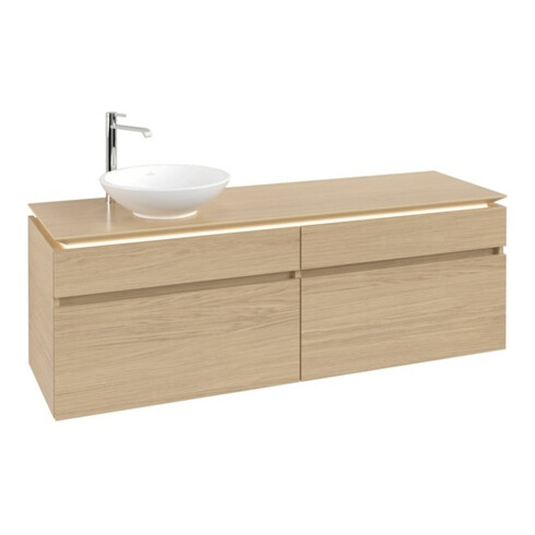 V&B Waschtischunterschrank Legato 160x55x50cm, WT li, m LED, Nord Oa