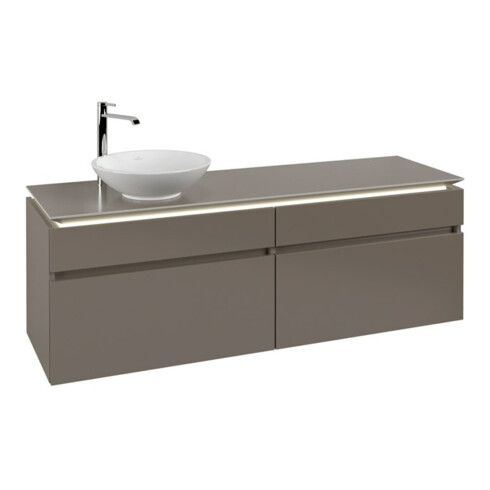 V&B Waschtischunterschrank Legato 160x55x50cm, WT li, m LED, Truffle Gr