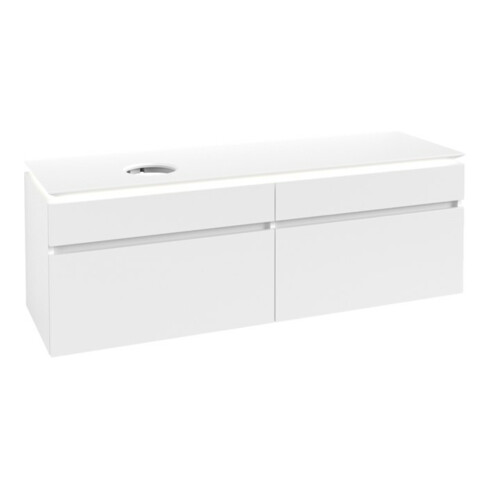 V&B Waschtischunterschrank Legato 160x55x50cm, WT li, m LED, wh. ma