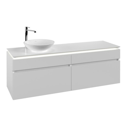 V&B Waschtischunterschrank Legato 160x55x50cm, WT li, m LED, wh. ma