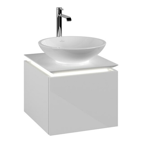 V&B Waschtischunterschrank Legato 45x38x50cm, WT m, m LED, glo wh.