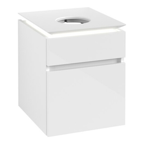 V&B Waschtischunterschrank Legato 45x55x50cm, WT m, m LED, glo wh.