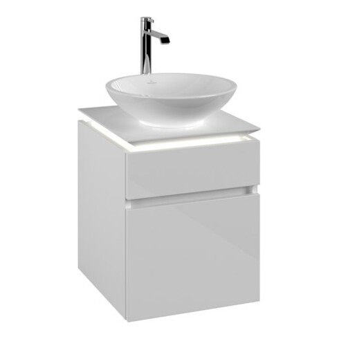 V&B Waschtischunterschrank Legato 45x55x50cm, WT m, m LED, glo wh.