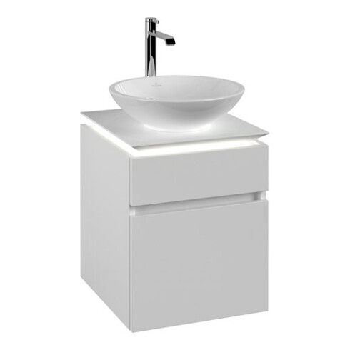 V&B Waschtischunterschrank Legato 45x55x50cm, WT m, m LED, wh. ma