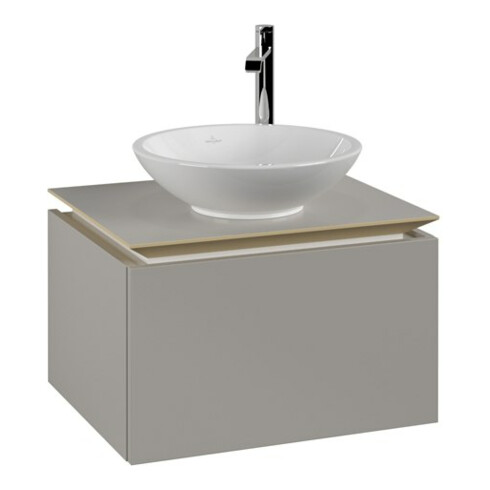V&B Waschtischunterschrank Legato 60x38x50cm, Waschtisch mittig, Soft Grey