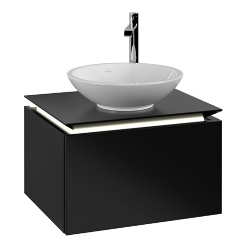 V&B Waschtischunterschrank Legato 60x38x50cm, WT m, m LED, bl ma Lac