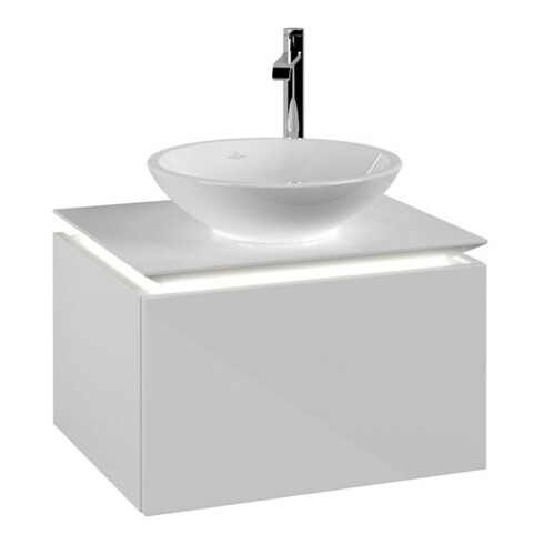 V&B Waschtischunterschrank Legato 60x38x50cm, WT m, m LED, glo wh.