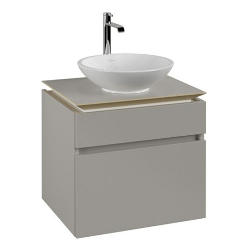 V&B Waschtischunterschrank Legato 60x55x50cm, Waschtisch mittig, Soft Grey