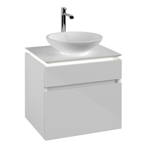 V&B Waschtischunterschrank Legato 60x55x50cm, WT m, m LED, glo wh.