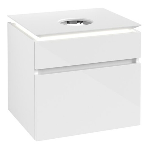 V&B Waschtischunterschrank Legato 60x55x50cm, WT m, m LED, glo wh.