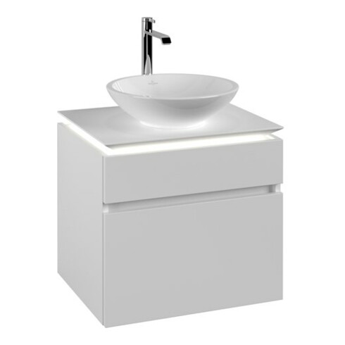 V&B Waschtischunterschrank Legato 60x55x50cm, WT m, m LED, wh. ma