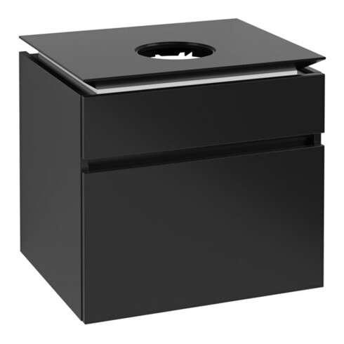 V&B Waschtischunterschrank Legato 60x55x50cm, WT mitt., Black Matt Lacquer