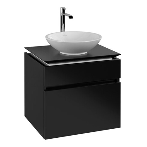 V&B Waschtischunterschrank Legato 60x55x50cm, WT mitt., Black Matt Lacquer
