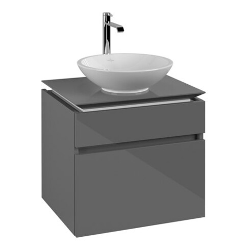 V&B Waschtischunterschrank Legato 60x55x50cm, WT mittig, Glossy Grey