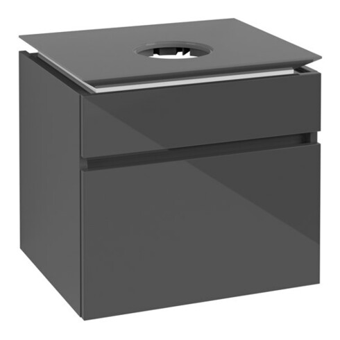 V&B Waschtischunterschrank Legato 60x55x50cm, WT mittig, Glossy Grey