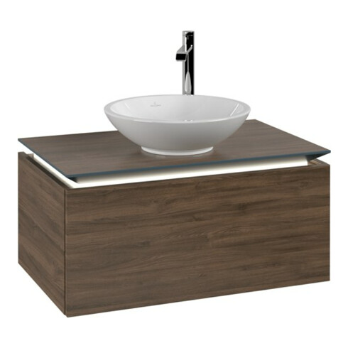 V&B Waschtischunterschrank Legato 80x38x50cm, WT m, m LED, Ariz. Oa