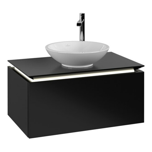 V&B Waschtischunterschrank Legato 80x38x50cm, WT m, m LED, bl ma Lac