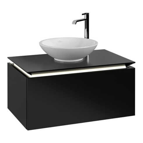 V&B Waschtischunterschrank Legato 80x38x50cm, WT m, m LED, bl ma Lac