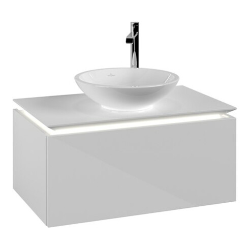 V&B Waschtischunterschrank Legato 80x38x50cm, WT m, m LED, glo wh.
