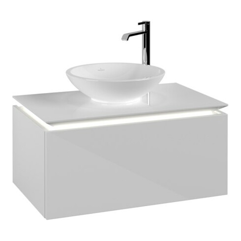 V&B Waschtischunterschrank Legato 80x38x50cm, WT m, m LED, glo wh.